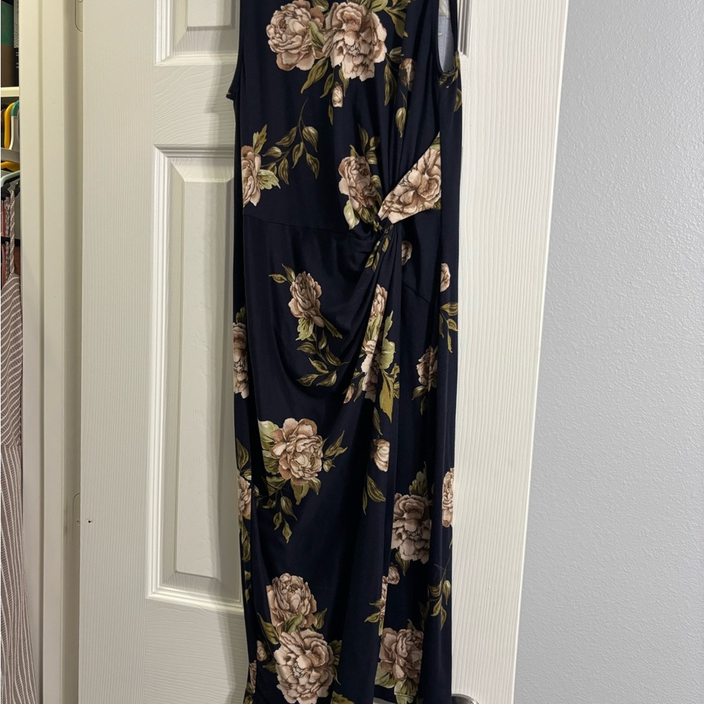 Nine Britton Blue and Tan Spaghetti Strap Sundress